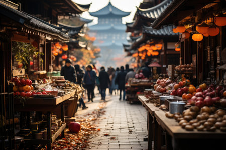 crowded bustling in Japan city professional photographyの素材