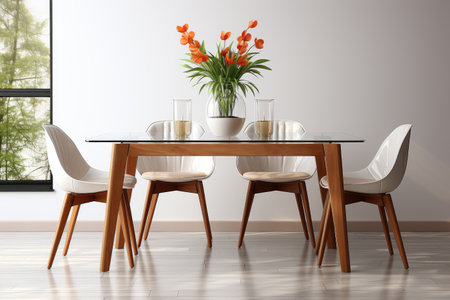 dining table set minimalist style in indoor photo studio professional photographyの素材