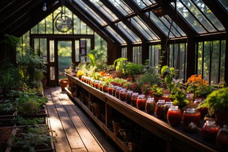greenhouse with plants professional photographyの素材