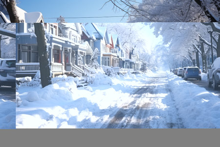 The Beginning of winter is bustling in the white snowy city professional photographyの素材
