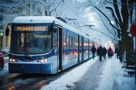 The Beginning of winter is bustling in the white snowy city professional photographyの素材