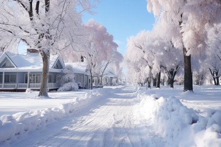 The Beginning of winter is bustling in the white snowy city professional photographyの素材