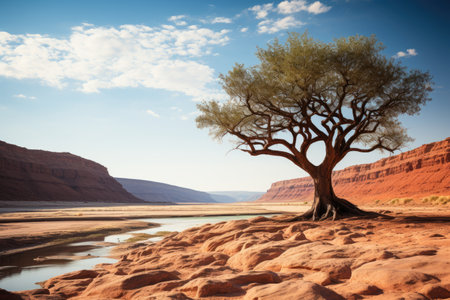 Tree of life in the middle of a desert landscape professional photographyの素材