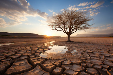 Tree of life in the middle of a desert landscape professional photographyの素材