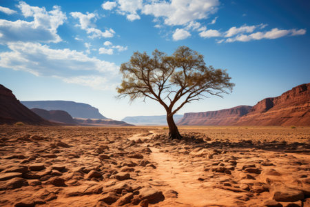 Tree of life in the middle of a desert landscape professional photographyの素材