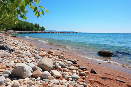 sea and sandy beach with coral rock landscape professional photographyの素材