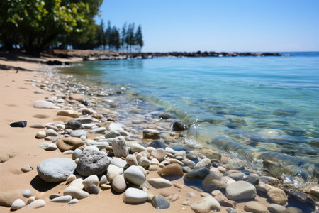 sea and sandy beach with coral rock landscape professional photographyの素材