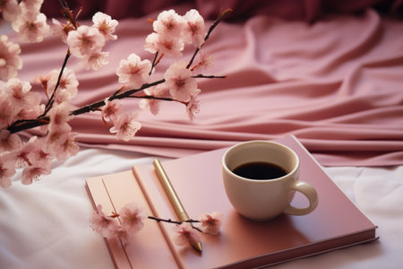 beautiful feminine desk accessories professional photographyの素材