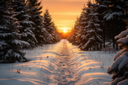 pine tree forest in winter professional photographyの素材