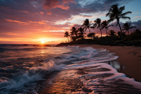 beautiful sunrise from the shore of the beach professional photographyの素材