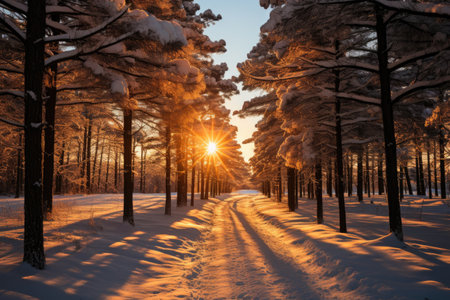 pine tree forest in winter professional photographyの素材