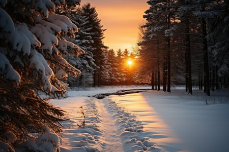 pine tree forest in winter professional photographyの素材