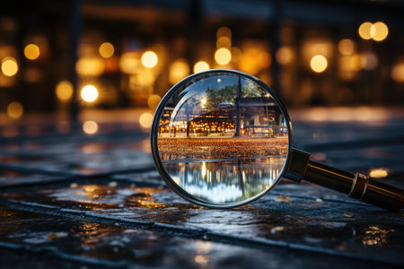 A magnifying glass focuses on an object professional photographyの素材