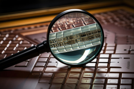 A magnifying glass focuses on an object professional photographyの素材