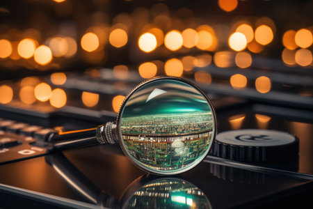 A magnifying glass focuses on an object professional photographyの素材