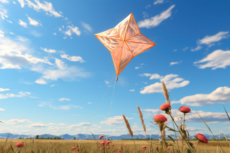 kite flying in blue sky professional photographyの素材