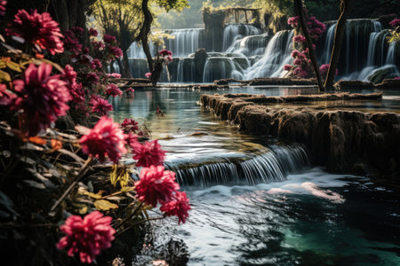 beautiful nature with natural waterfalls professional photographyの素材