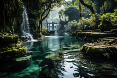 beautiful nature with natural waterfalls professional photographyの素材