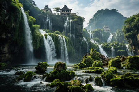 beautiful nature with natural waterfalls professional photographyの素材