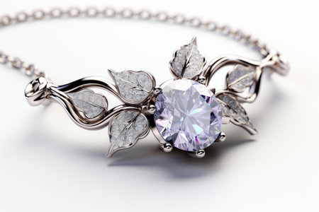 Elegant silver bracelet on isolated background professional photographyの素材