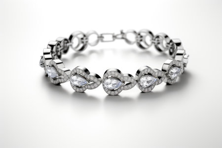 Elegant silver bracelet on isolated background professional photographyの素材