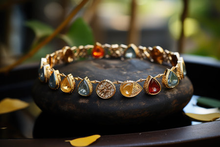 Delicate bracelet decorated with sparkling gemstones professional photographyの素材