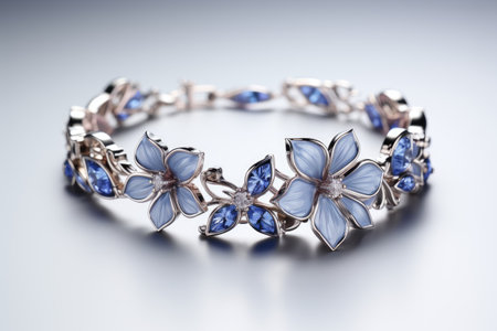 Elegant silver bracelet on isolated background professional photographyの素材