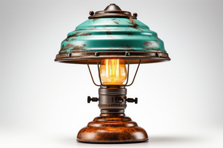 vintage style antique lamp standing on isolated background professional photographyの素材