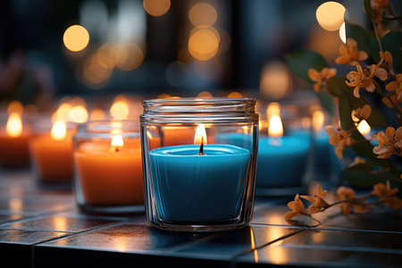 Colorful candles emit light professional photographyの素材