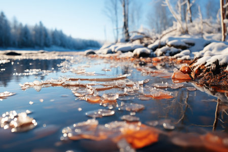 environments nature with frozen water surfaces professional photographyの素材