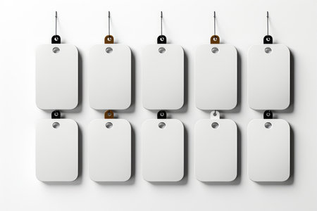 hanging tag or price tag isolated white background professional photographyの素材
