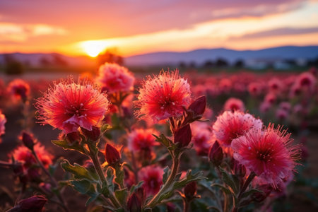 Phacelia flowers blooming in the field professional photographyの素材
