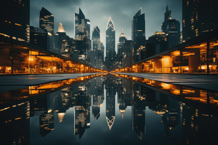 a city with many buildings of different styles professional photographyの素材