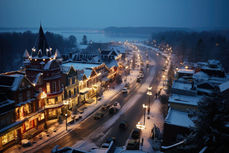 a city filled with snow at night professional photographyの素材