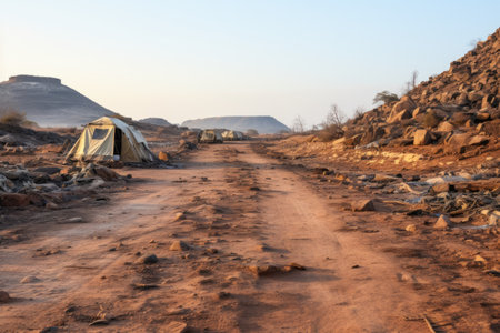wilderness and dusty empty campgrounds professional photographyの素材