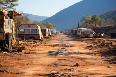 wilderness and dusty empty campgrounds professional photographyの素材
