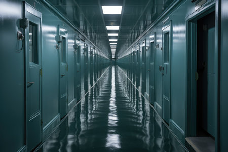 Endless corridors long corridors with rows of doors professional photographyの素材
