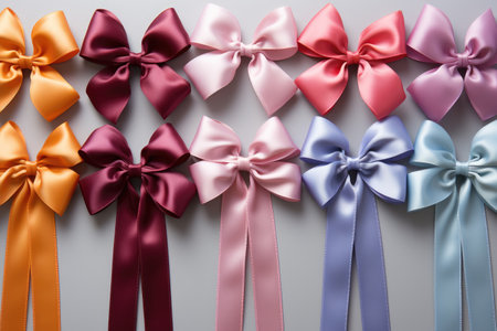 bright green ribbon tied in a bow on a white background professional photographyの素材