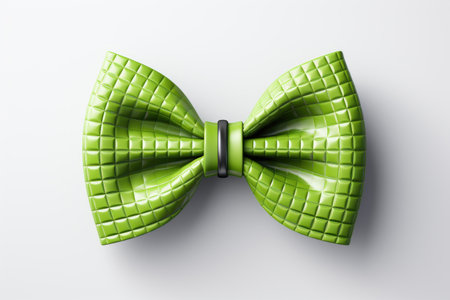 bright green ribbon tied in a bow on a white background professional photographyの素材