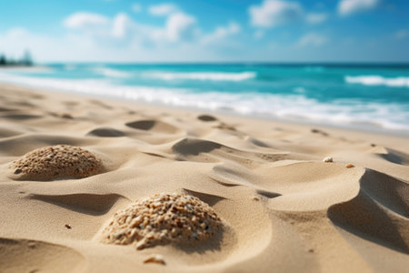 sand with summer blurred sea sky background professional photographyの素材