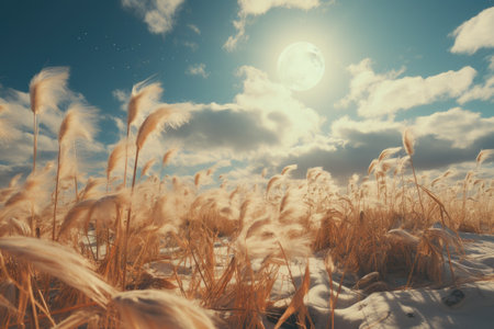 Vintage view of winter field Beautiful retro land landscape professional photographyの素材