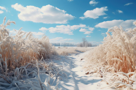 Vintage view of winter field Beautiful retro land landscape professional photographyの素材