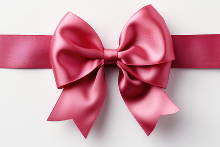 pink ribbons tied in a bow on white background  professional photographyの素材