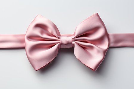 pink ribbons tied in a bow on white background  professional photographyの素材