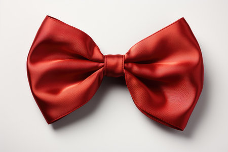 bright red ribbon tied in a bow on a white background professional photographyの素材