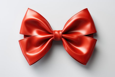 bright red ribbon tied in a bow on a white background professional photographyの素材