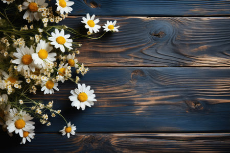 wooden background with beautiful summer decoration professional photographyの素材