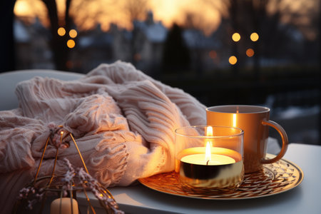 small table is cozy and warm professional photographyの素材