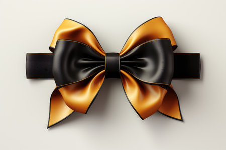 black ribbons tied in a bow on white background professional advertising photographyの素材