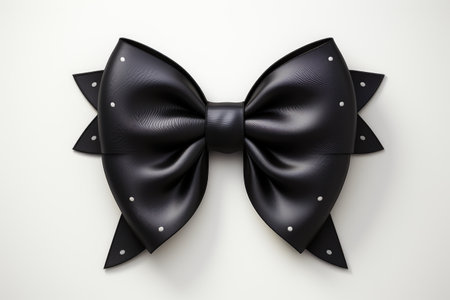 black ribbons tied in a bow on white background professional advertising photographyの素材